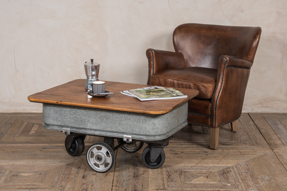 industrial metal coffee table with storage