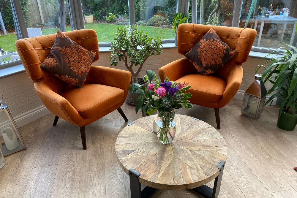 Velvet Accent Chair Arlo Range, Orange Living Room Chairs