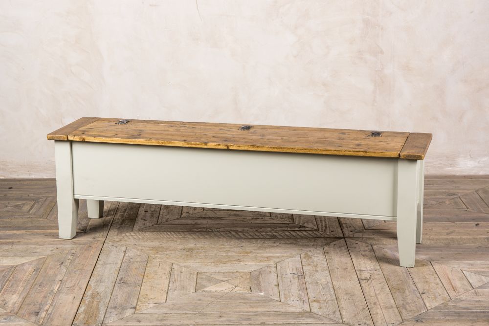 rustic pine bench with storage