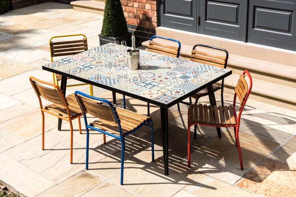Ceramic Top Table With Metal Legs Peppermill Interiors - Ceramic Tile Top Patio Dining Table