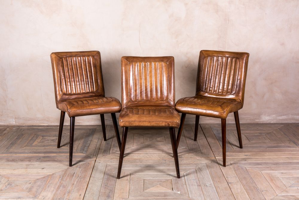 ribbed vintage style leather chairs