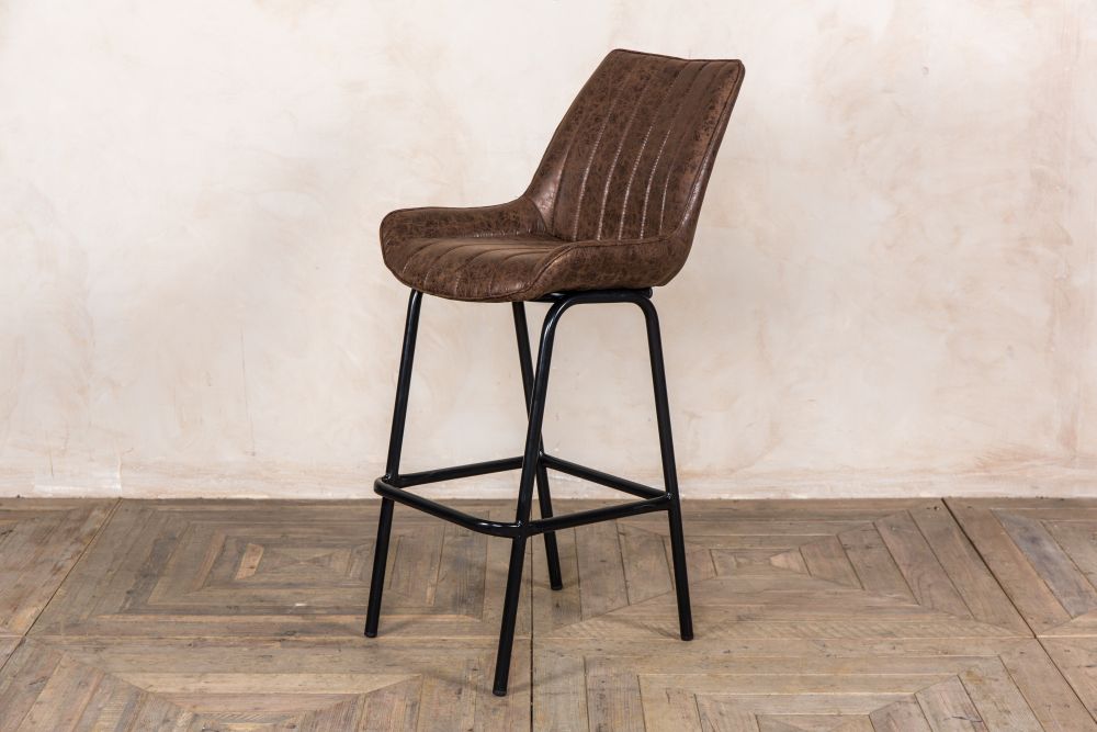 Franklin Faux Suede Bar Stools, Brown Suede Bar Stools