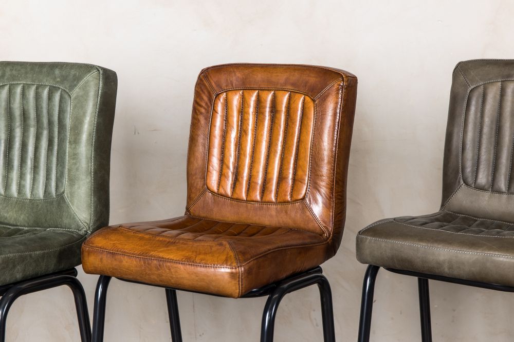 Distressed Leather Bar Stools, Vintage Leather Bar Stools With Backs