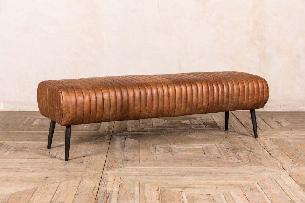 Salcombe Leather Dining Bench, Long Leather Bench