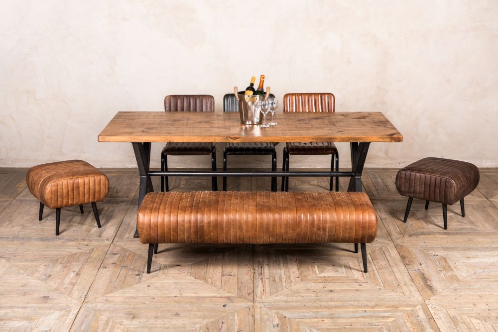 Salcombe Leather Dining Bench, Dining Room Table With Leather Bench